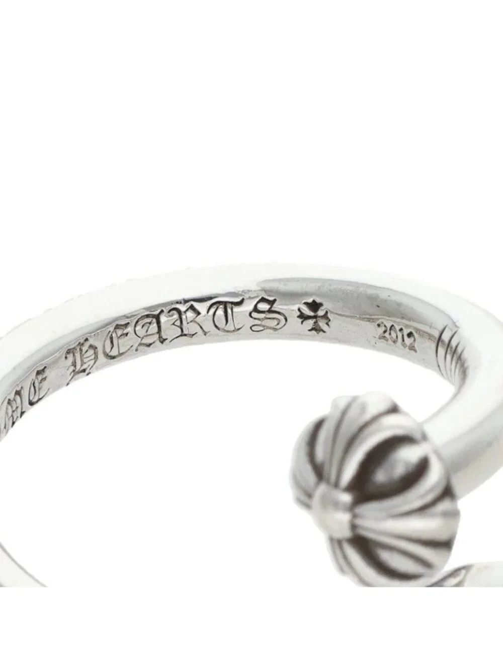 Chrome Hearts Nail Crsball Cross Ball Silver Ring